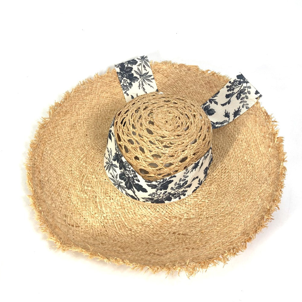 GUCCI 408789 ハット帽 帽子 バケットハット ボブハット ハーバリウム リボン フローラ ストローハット ハット ラフィア レディース ベージュ - brandshop-reference