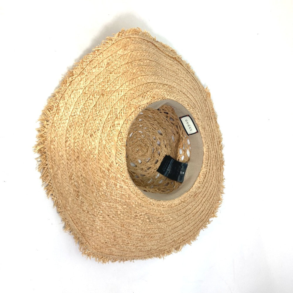 GUCCI 408789 ハット帽 帽子 バケットハット ボブハット ハーバリウム リボン フローラ ストローハット ハット ラフィア レディース ベージュ - brandshop-reference