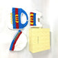 GUCCI 516326 Baby Gift Set: 3-Piece Set with Romper, Knit Hat, and Bib. Cotton, White.