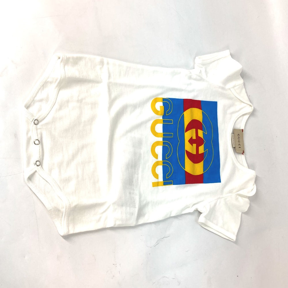 GUCCI 516326 Baby Gift Set: 3-Piece Set with Romper, Knit Hat, and Bib. Cotton, White.