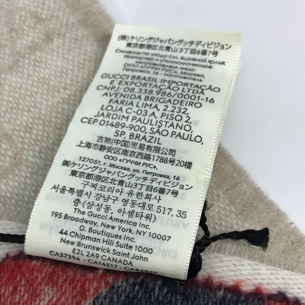 GUCCI 570603 GG Sherry Line Fringe Scarf, Wool, Men's, Beige