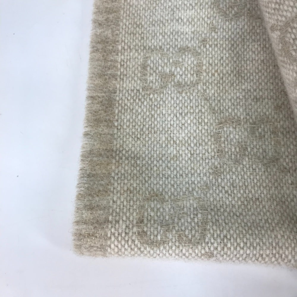 GUCCI 570603 GG Sherry Line Fringe Scarf, Wool, Men's, Beige