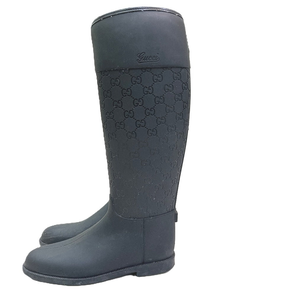 GUCCI GG pattern Rain boots shoes Rain shoes rubber Black Used