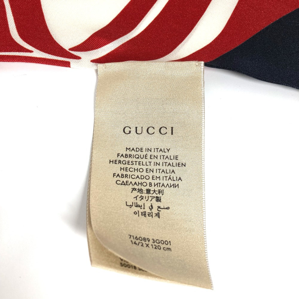 GUCCI 716089 バンドースカーフ アディダス adidas コラボ ネックボウ スカーフ シルク レディース