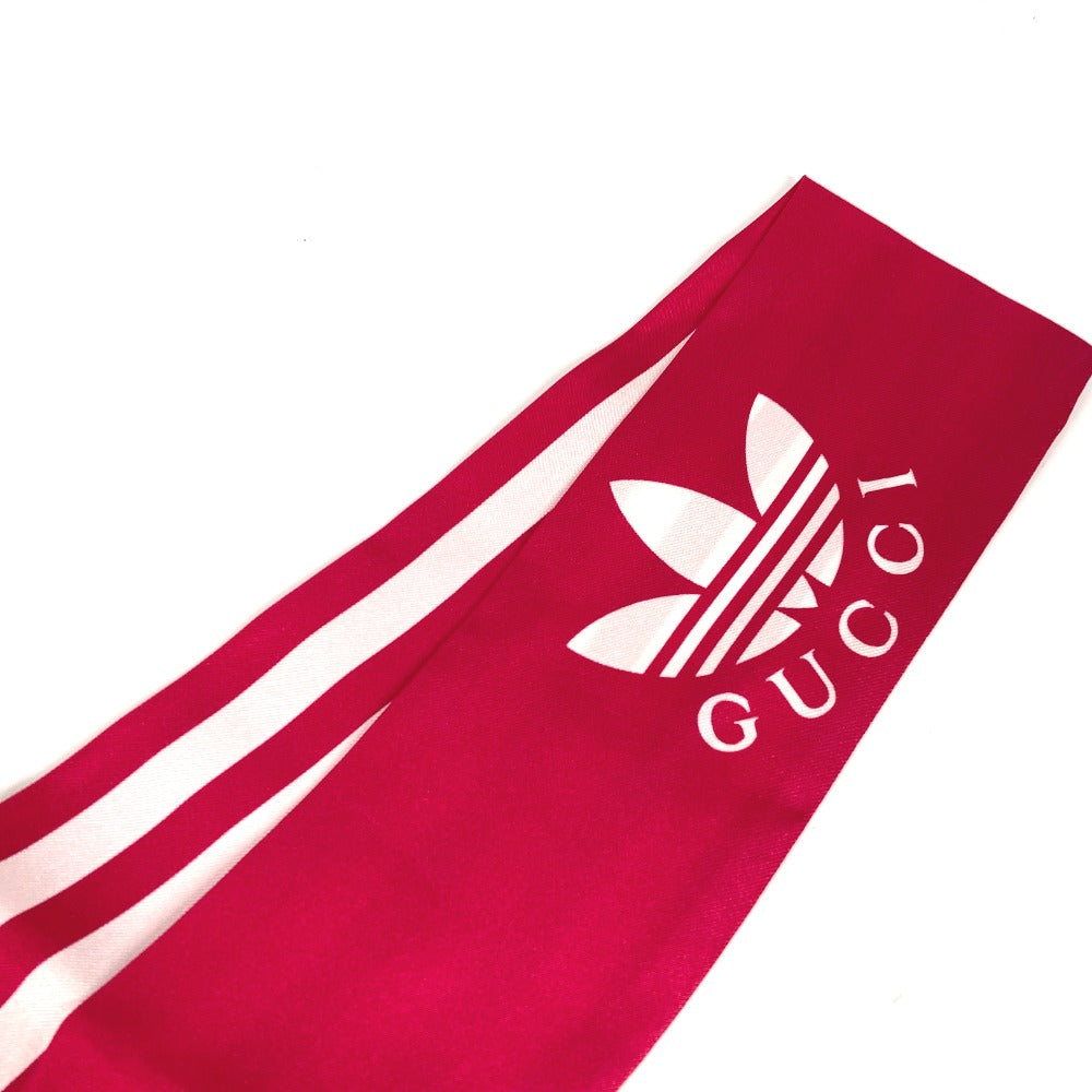 GUCCI 703568 バンドースカーフ アディダス adidas コラボ ネックボウ 3本ライン スカーフ シルク レディース