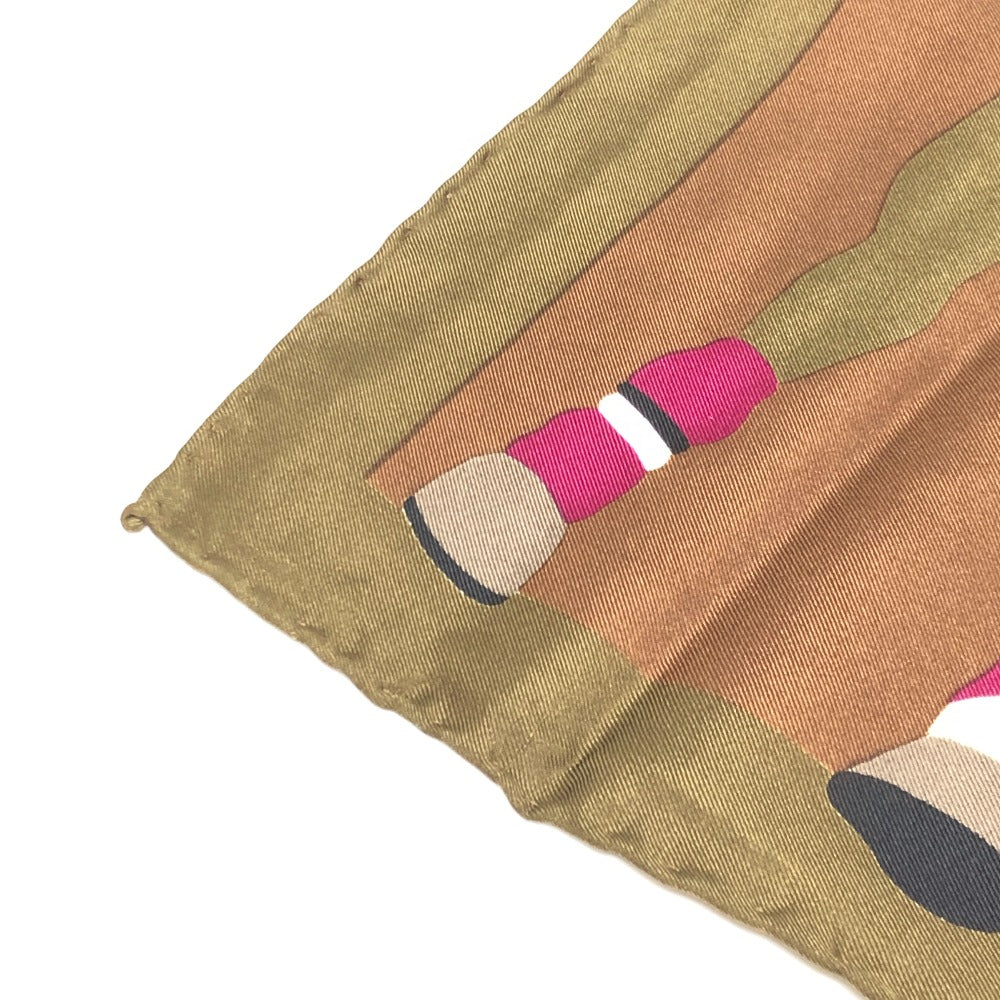 GUCCI オールドグッチ ジョッキーモチーフ ファッション小物 ヴィンテージ ポロ スカーフ シルク レディース ブラウン