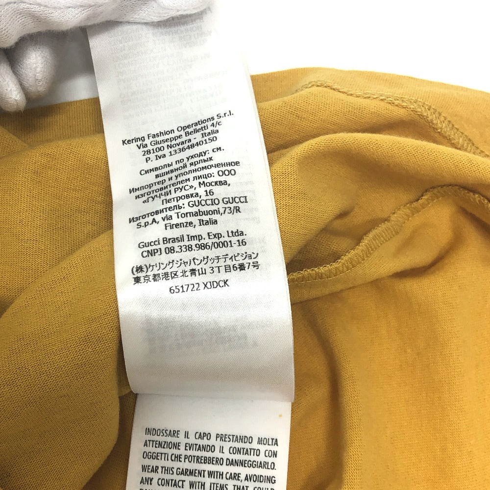 GUCCI 616036 ノースフェイスコラボ THE NORTH FACE コラボ アパレル トップス 半袖Ｔシャツ コットン レディース マスタード イエロー