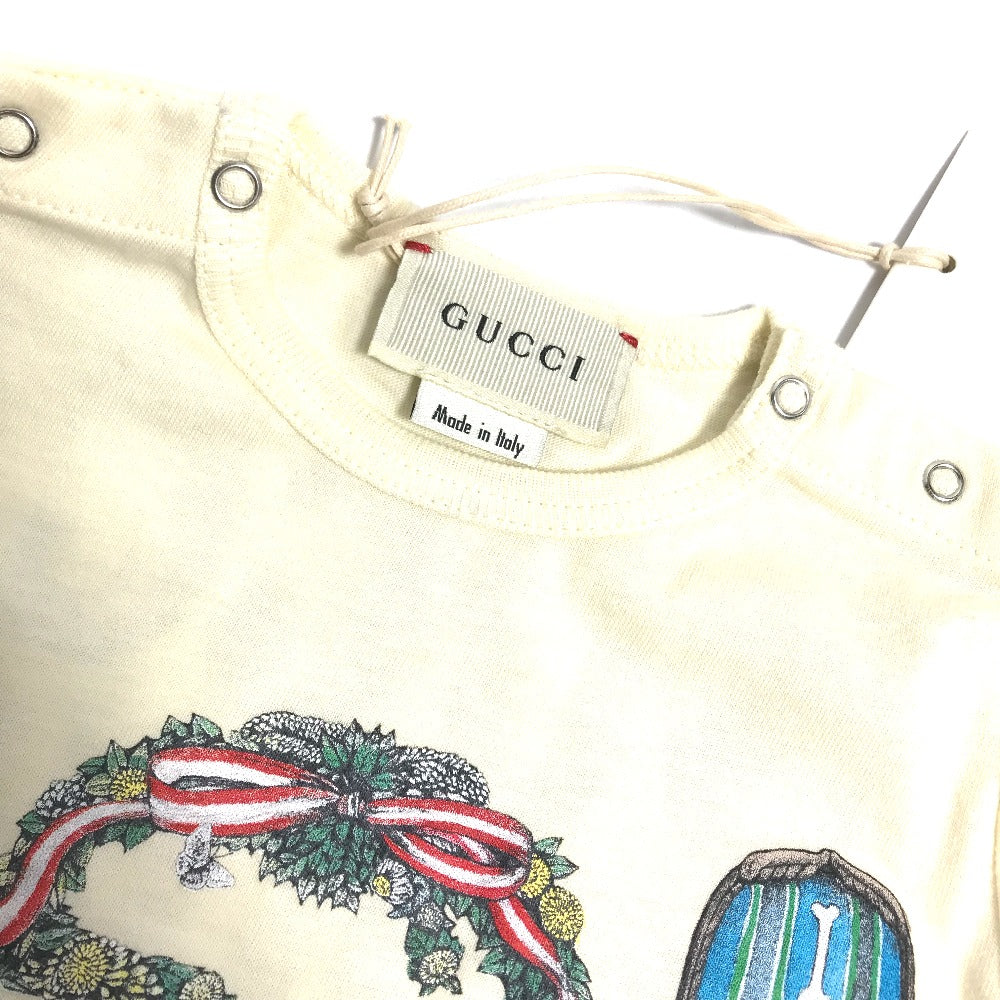 GUCCI 596315 Yuko Higuchi Collaboration Cat Romper Top Baby Long Sleeve Jumpsuit Cotton Kids White