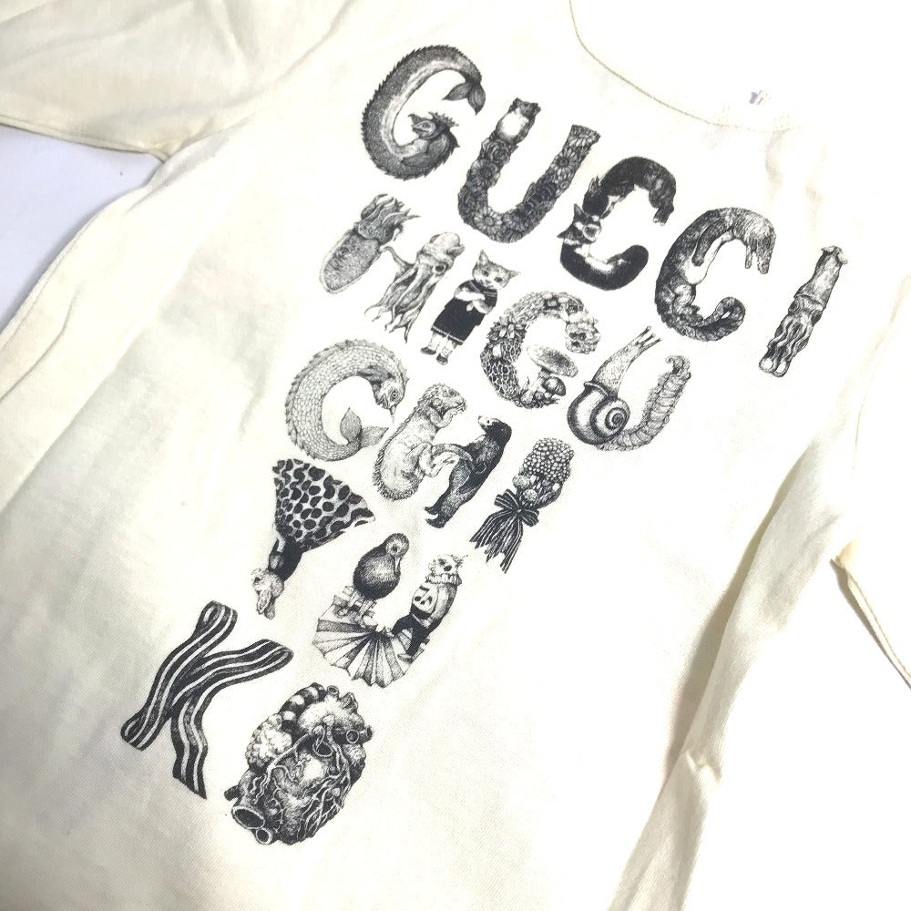 GUCCI 596315 Yuko Higuchi Collaboration Cat Romper Top Baby Long Sleeve Jumpsuit Cotton Kids White