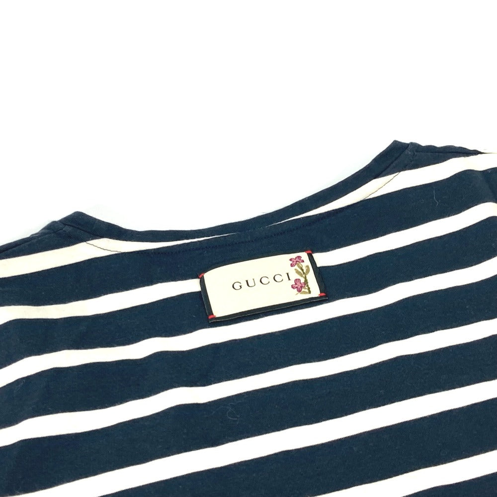 GUCCI 574931 Striped Top, Short Sleeve Cotton T-Shirt, Men's, Navy