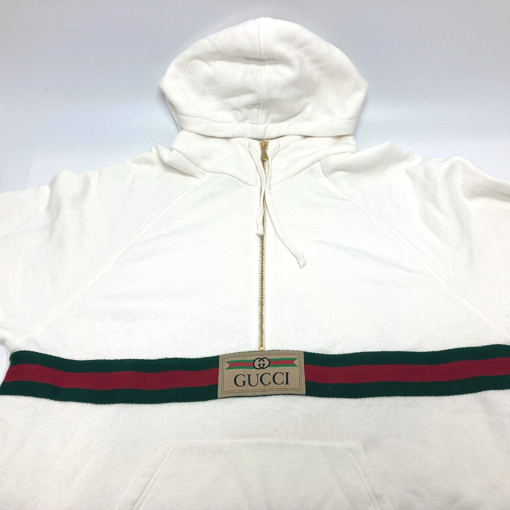 GUCCI 652682 ベアー ハーフジップ プルオーバー パーカー 洋服 パーカー コットン メンズ ホワイト