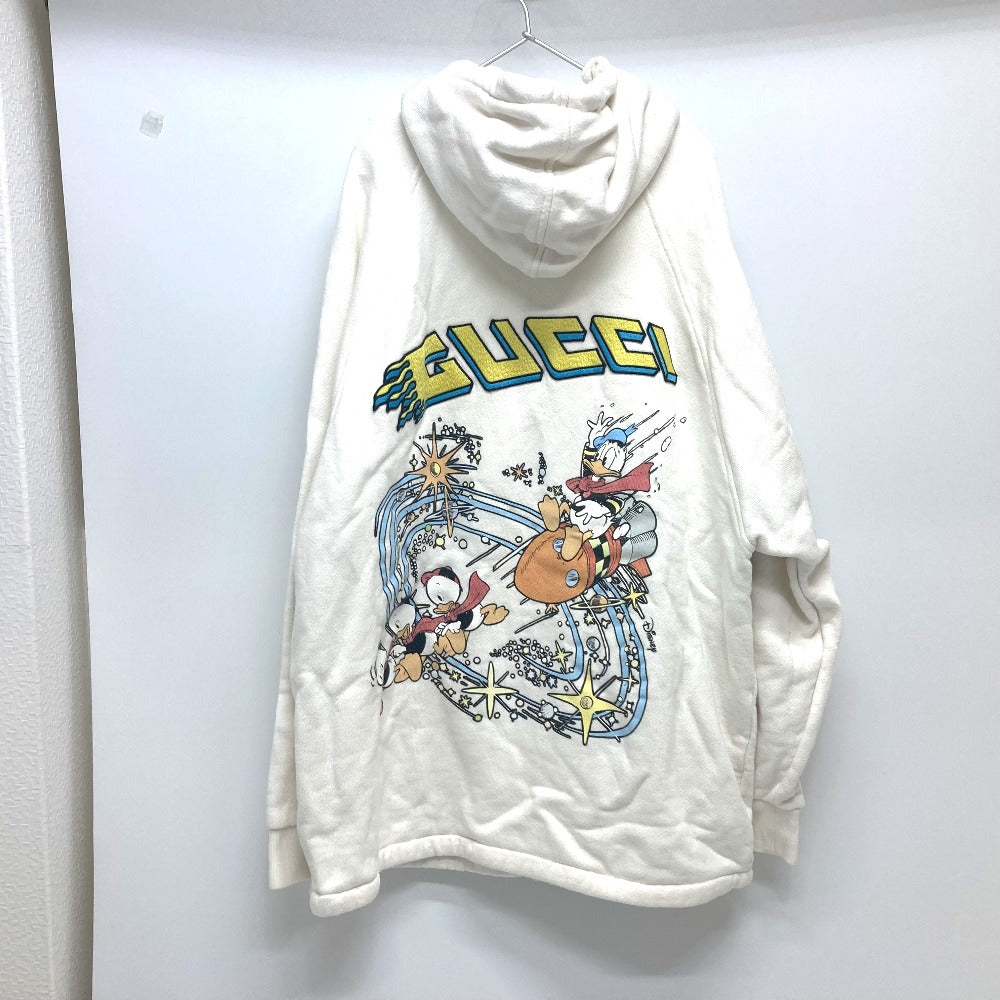 GUCCI 652682 ドナルド ハーフジップ プルオーバー パーカー パーカー コットン メンズ ホワイト