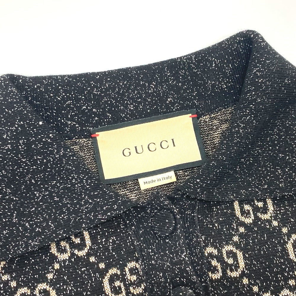 GUCCI 678437 ラメ GGジャガード ポロドレス ワンピース 洋服 ワンピース コットン レディース ブラック