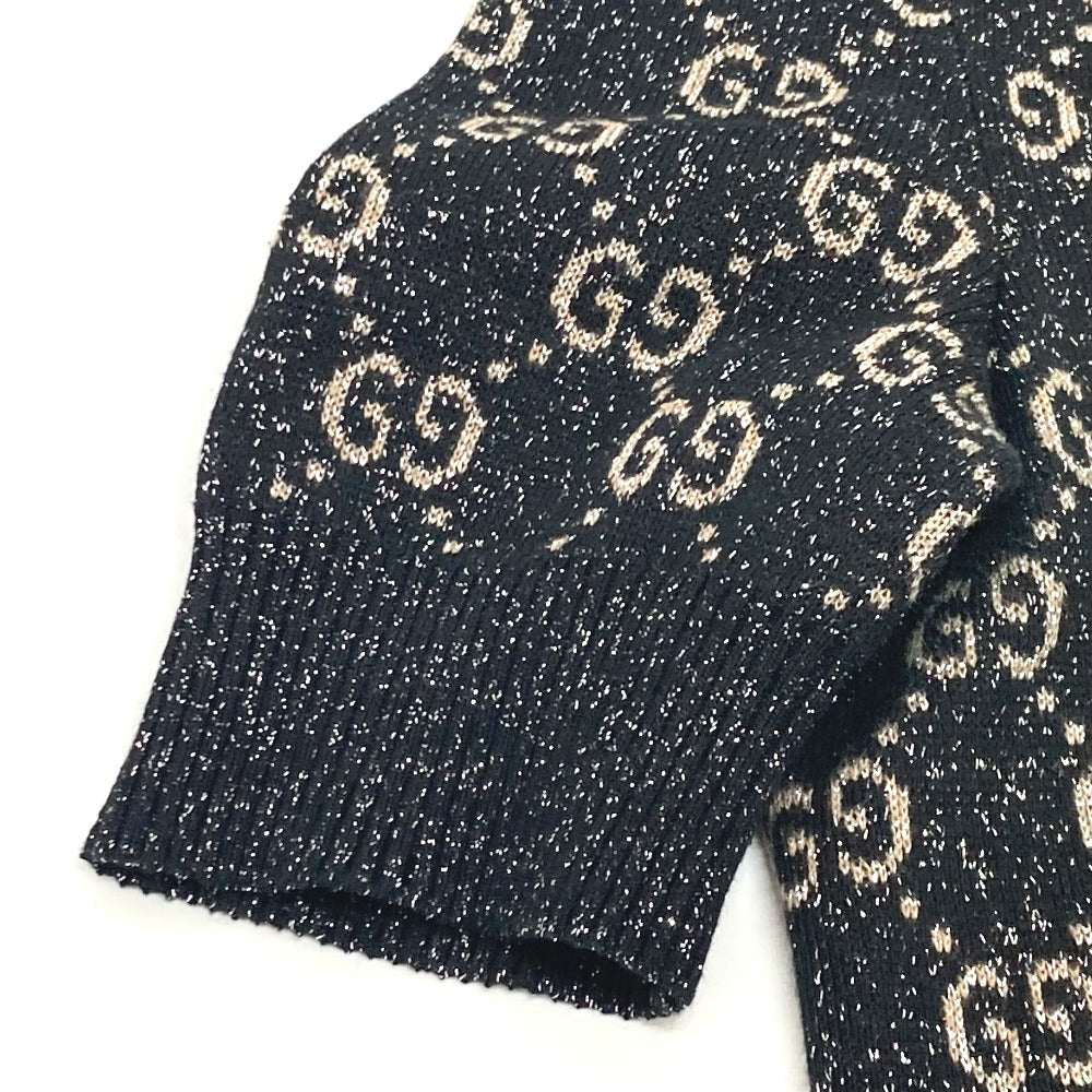 GUCCI 678437 ラメ GGジャガード ポロドレス ワンピース 洋服 ワンピース コットン レディース ブラック