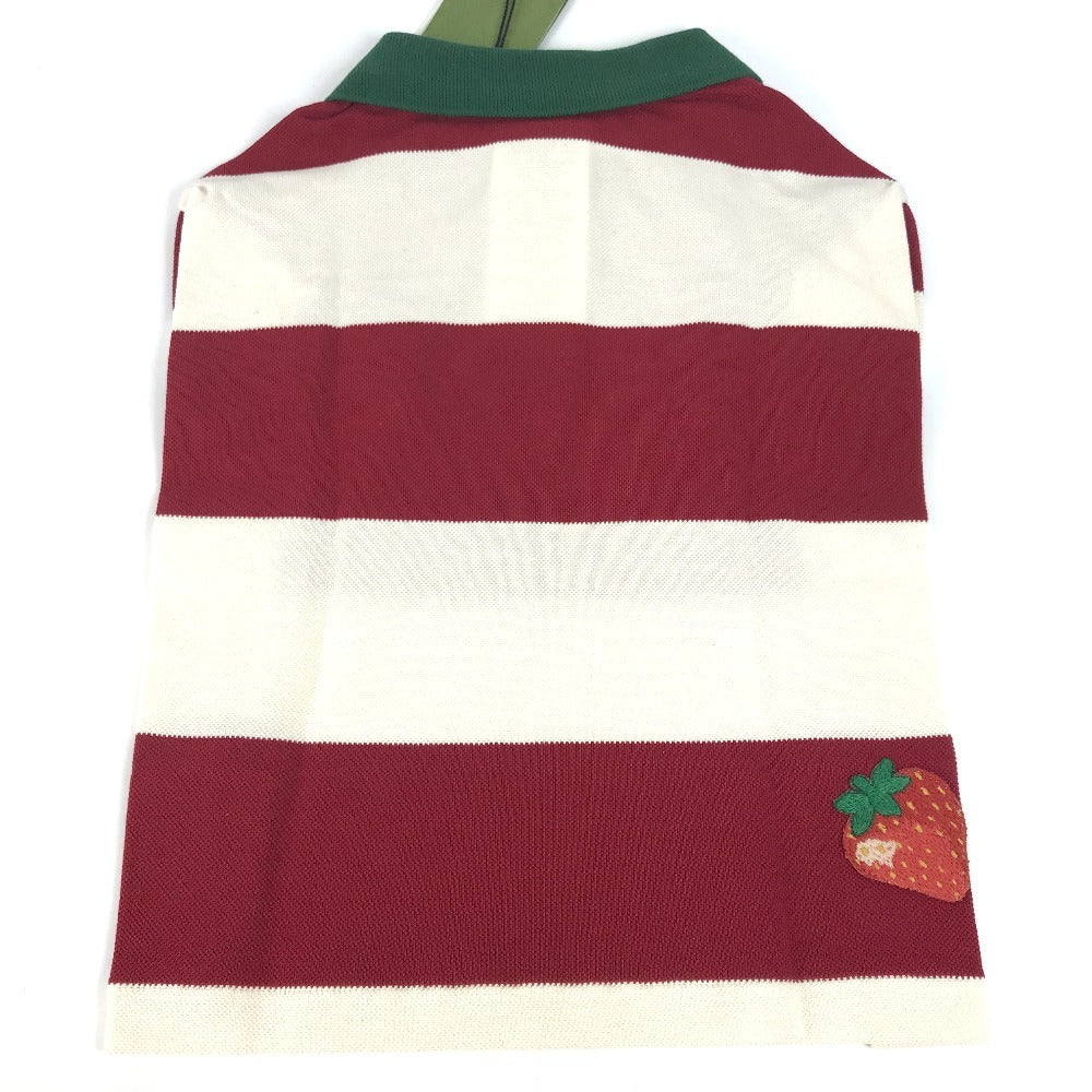 GUCCI 695744 犬 ワンちゃん わんちゃん GG ストロベリー パッチ付き ビッグストライプ ペット Tシャツ ドッグウェア ボーダー　犬用 ドッグ トップスその他 コットン ユニセックス レッド系 - brandshop-reference
