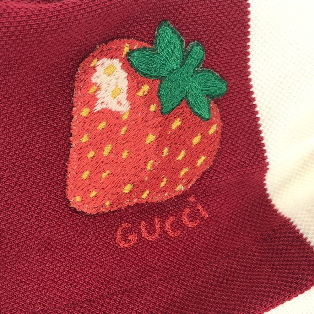 GUCCI 695744 犬 ワンちゃん わんちゃん GG ストロベリー パッチ付き ビッグストライプ ペット Tシャツ ドッグウェア ボーダー　犬用 ドッグ トップスその他 コットン ユニセックス レッド系 - brandshop-reference