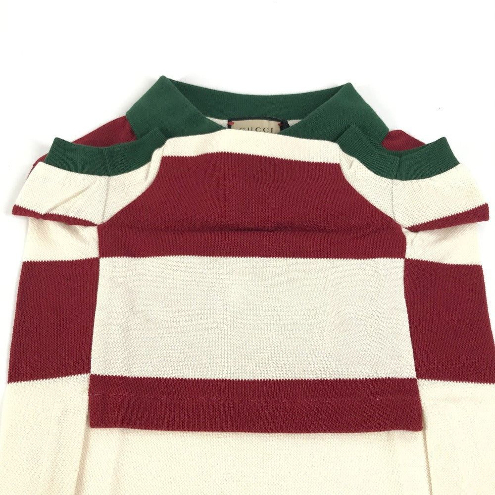GUCCI 695744 犬 ワンちゃん わんちゃん GG ストロベリー パッチ付き ビッグストライプ ペット Tシャツ ドッグウェア ボーダー　犬用 ドッグ トップスその他 コットン ユニセックス レッド系 - brandshop-reference
