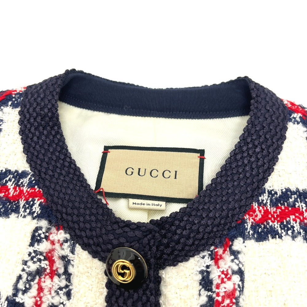 GUCCI 660820 GGボタン アパレル 服 ノーカラー アウター カーディガン ジャケット ツイード レディース マルチカラー