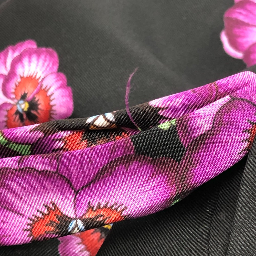 GUCCI 722304 リボン フラワーシャツ アパレル トップス スカーフ付き 肩パッド付き 長袖シャツ シルク レディース ブラック