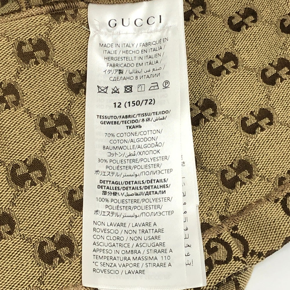 GUCCI 804478 チルドレンズ GGキャンバス アパレル 総柄 丸襟 プリーツ ワンピース コットン レディース ベージュ