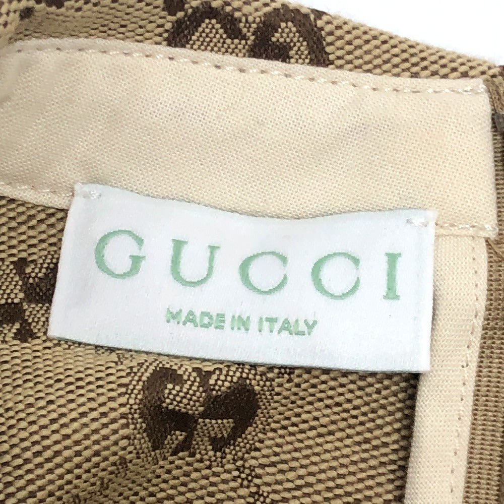 GUCCI 804478 チルドレンズ GGキャンバス アパレル 総柄 丸襟 プリーツ ワンピース コットン レディース ベージュ