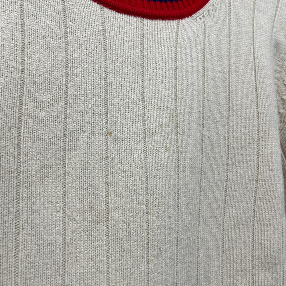 GUCCI 716348XKCQD 23SS リブクルーネック 長袖 ニット トップス アパレル セーター ウール メンズ ベージュ