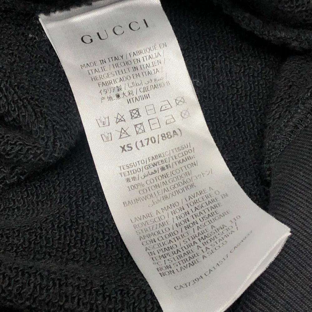 GUCCI 627079 20AW Arm Logo Print Half-Zip Apparel Top Pullover Hoodie Cotton Men's Black