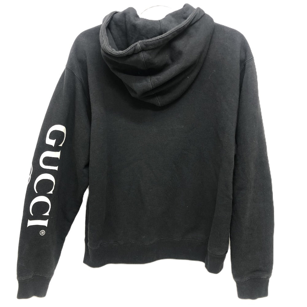 GUCCI 627079 20AW Arm Logo Print Half-Zip Apparel Top Pullover Hoodie Cotton Men's Black