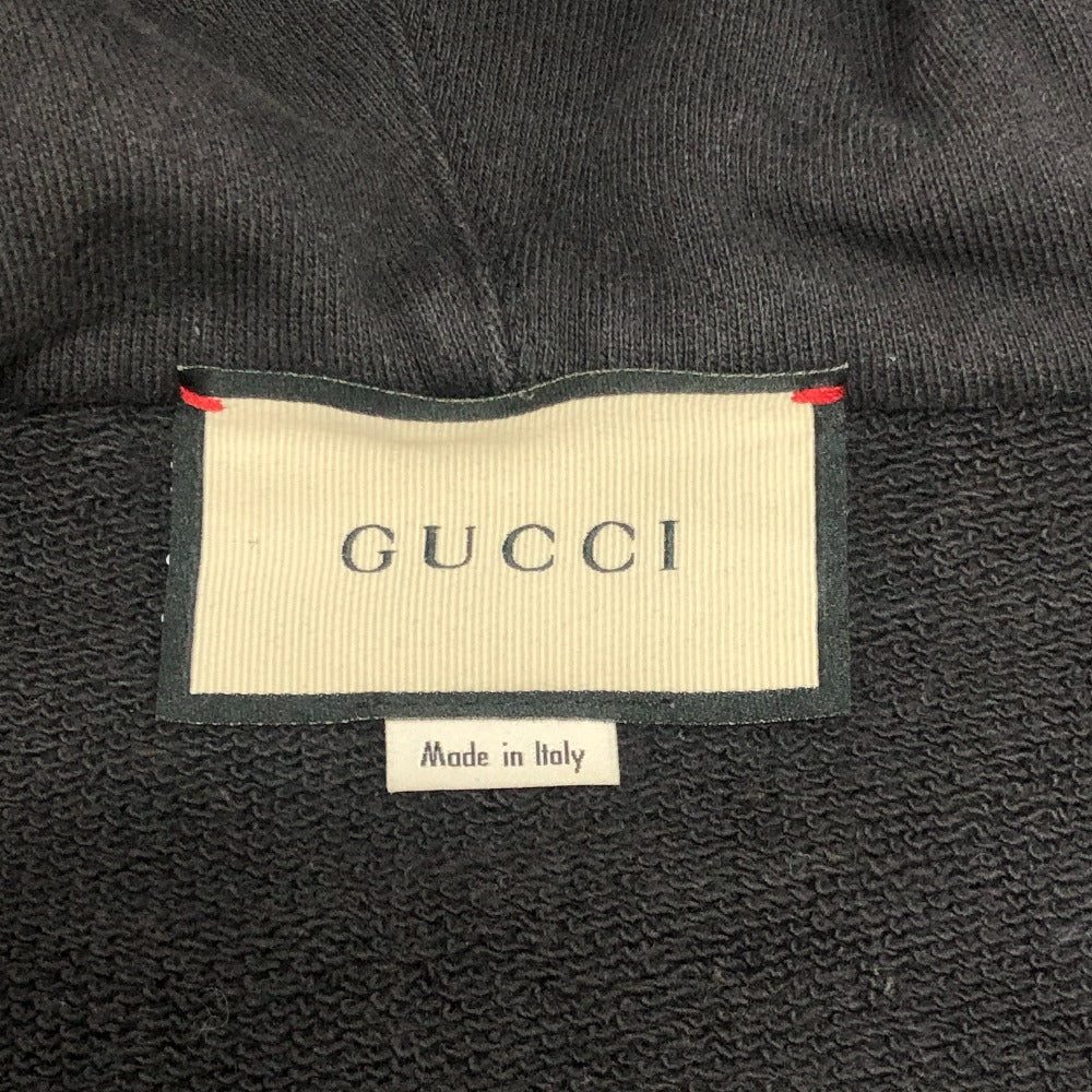 GUCCI 627079 20AW Arm Logo Print Half-Zip Apparel Top Pullover Hoodie Cotton Men's Black