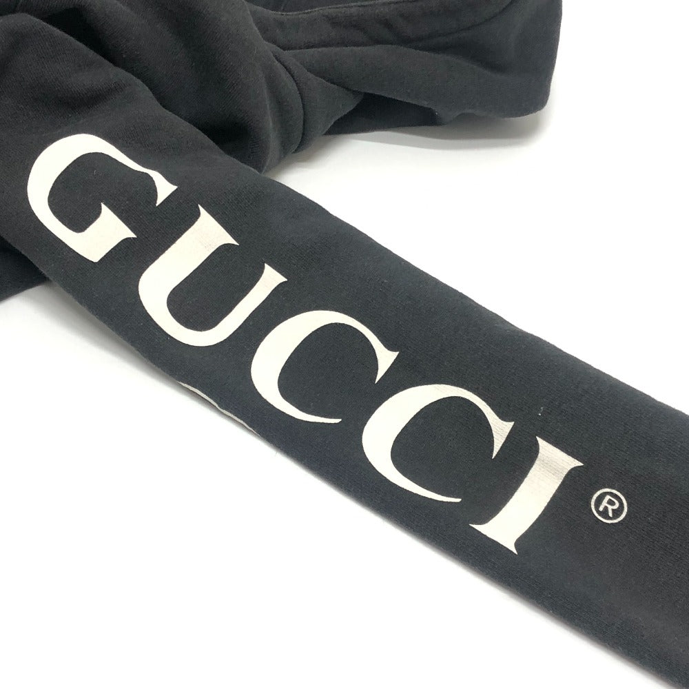 GUCCI 627079 20AW Arm Logo Print Half-Zip Apparel Top Pullover Hoodie Cotton Men's Black