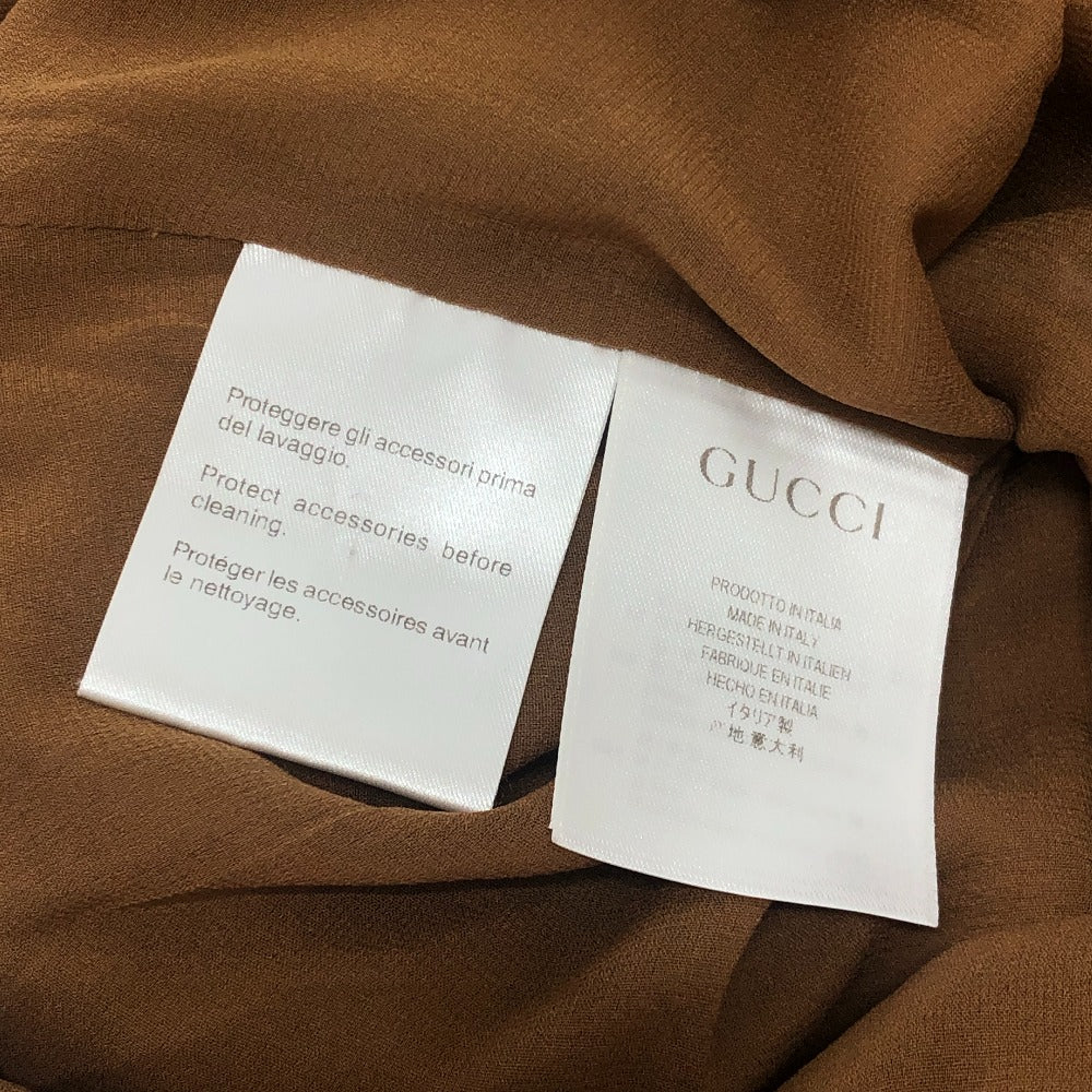 GUCCI Flora line Apparel, long-sleeved, floral print, lined. Dress silk Brown Used