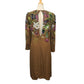 GUCCI Flora line Apparel, long-sleeved, floral print, lined. Dress silk Brown Used