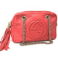 GUCCI 308983 Interlocking G SOHO Small Double Chain Shoulder Bag in Leather, Women's, Pink/Begonia Pink