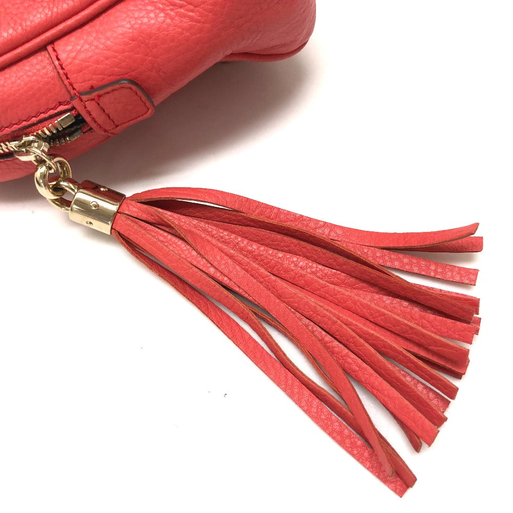 GUCCI 308983 Interlocking G SOHO Small Double Chain Shoulder Bag in Leather, Women's, Pink/Begonia Pink