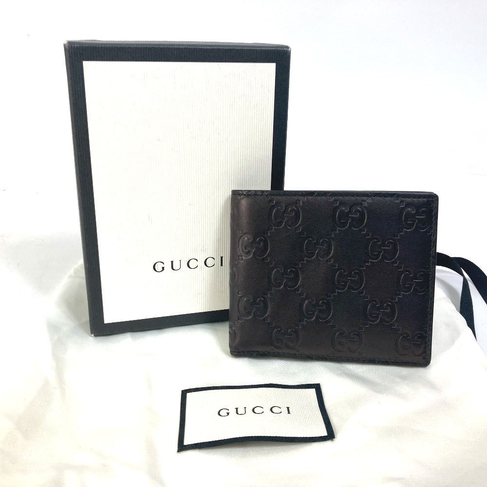 GUCCI 145754 Compact Wallet GG Guccissima Billfold Bifold Wallet Shimmer Leather Men's Black