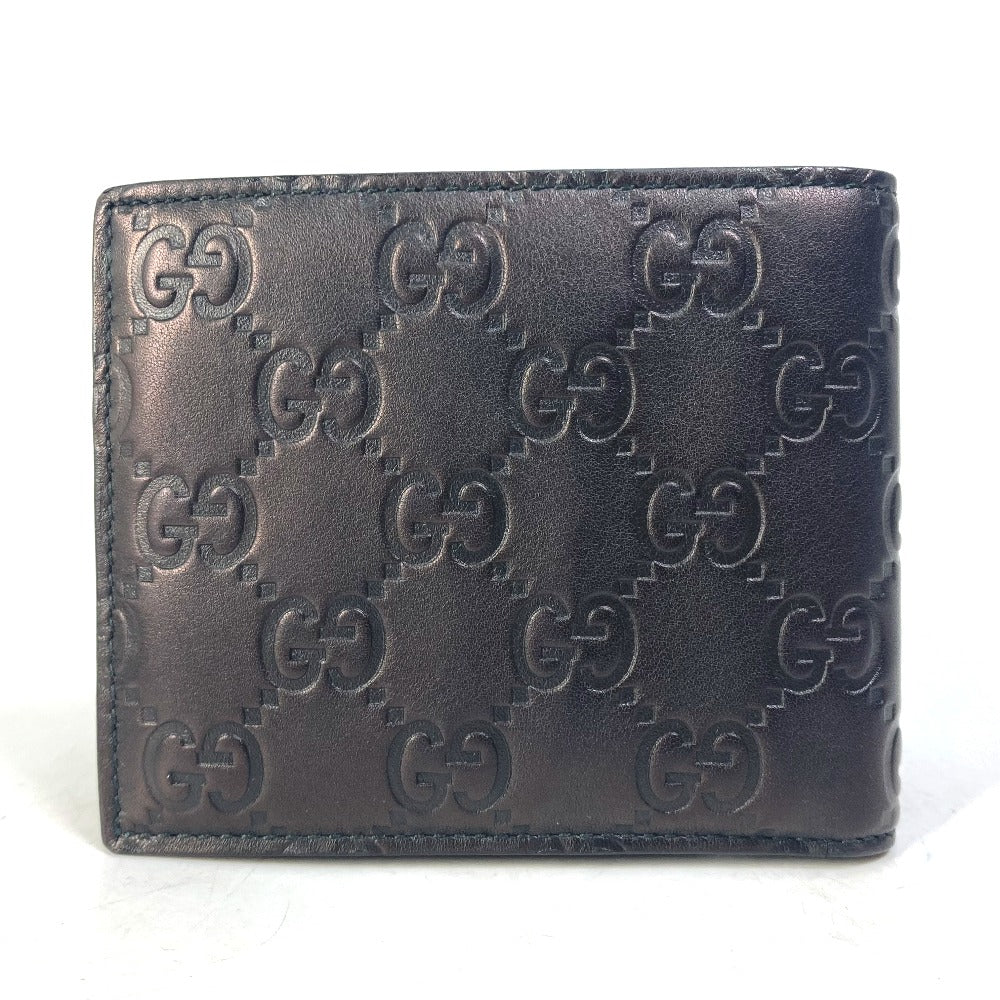 GUCCI 145754 Compact Wallet GG Guccissima Billfold Bifold Wallet Shimmer Leather Men's Black