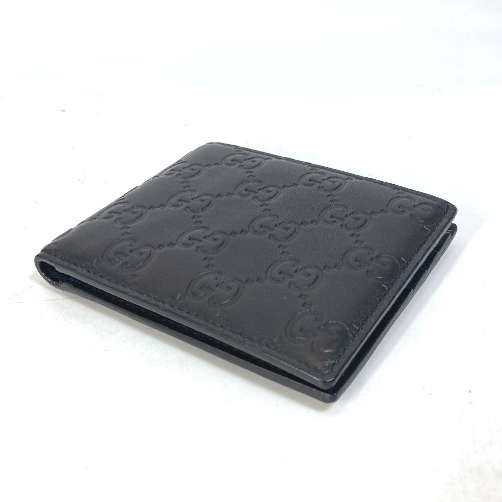 GUCCI 145754 Compact Wallet GG Guccissima Billfold Bifold Wallet Shimmer Leather Men's Black