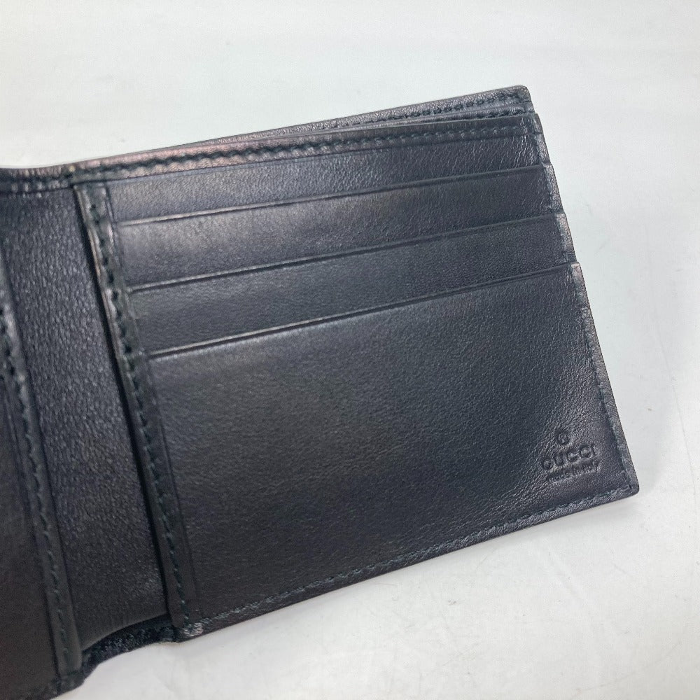 GUCCI 145754 Compact Wallet GG Guccissima Billfold Bifold Wallet Shimmer Leather Men's Black