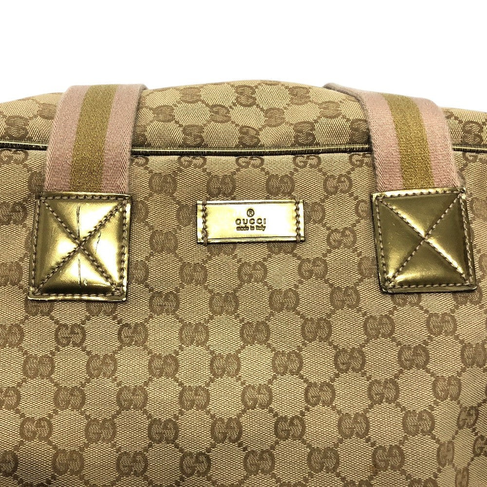 GUCCI 153240 GGCanvas Square Shoulder Bag Tote Bag Travel Bag Duffle Bag GGCanvas Beige Used