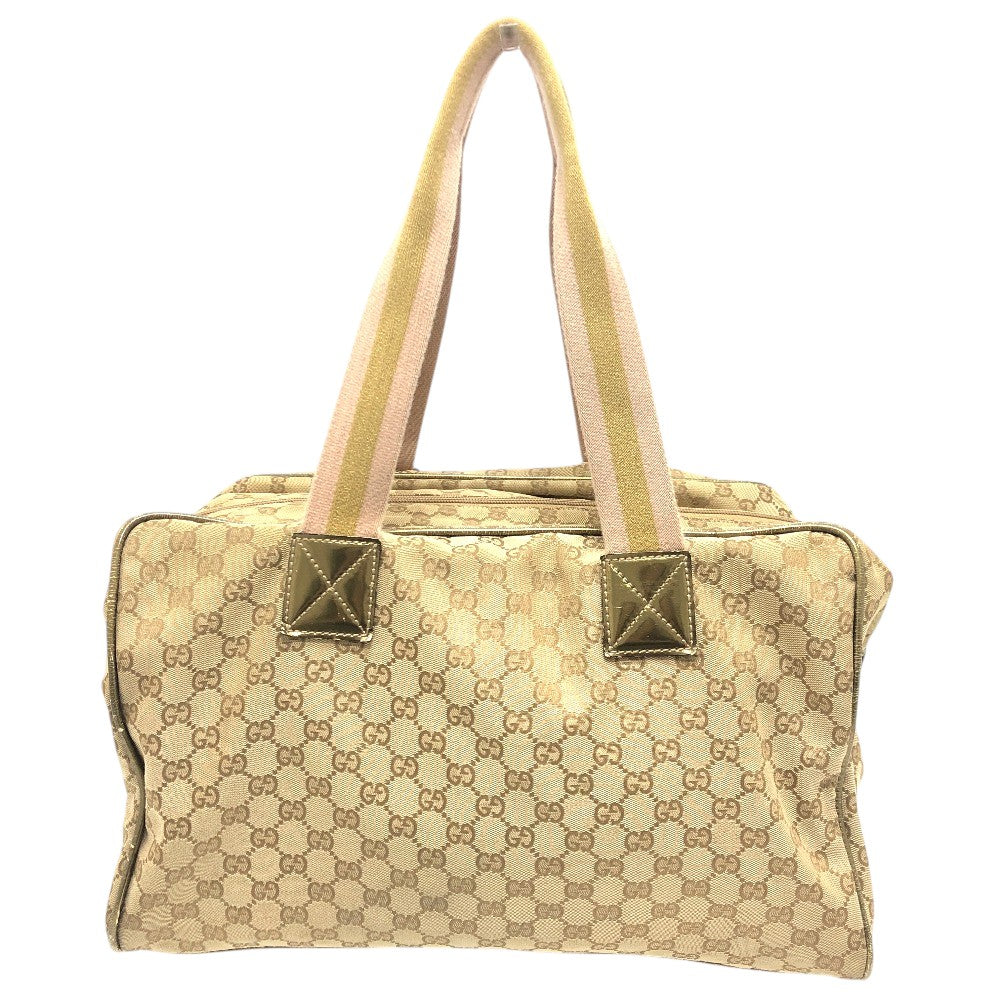 GUCCI 153240 GGCanvas Square Shoulder Bag Tote Bag Travel Bag Duffle Bag GGCanvas Beige Used