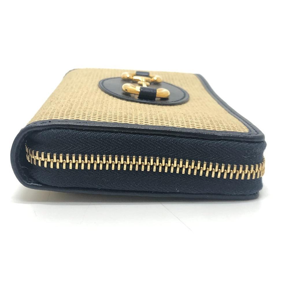 GUCCI 621889 Horsebit Zip Around Long Wallet Long Wallet Canvas/Leather BROWN Brown Used