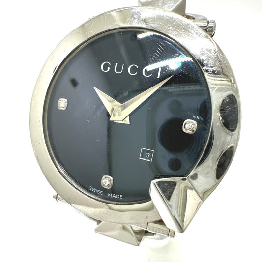 GUCCI 122.5 ウォッチ キオド 3P ダイヤモンド クォーツ 腕時計 SS メンズ