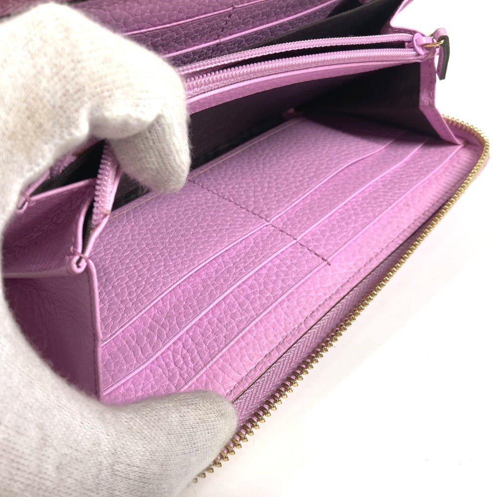 GUCCI 499337 GGマーモント ボスコ ロングウォレット ラウンドファスナー 長財布 レザー レディース ピンク - brandshop-reference