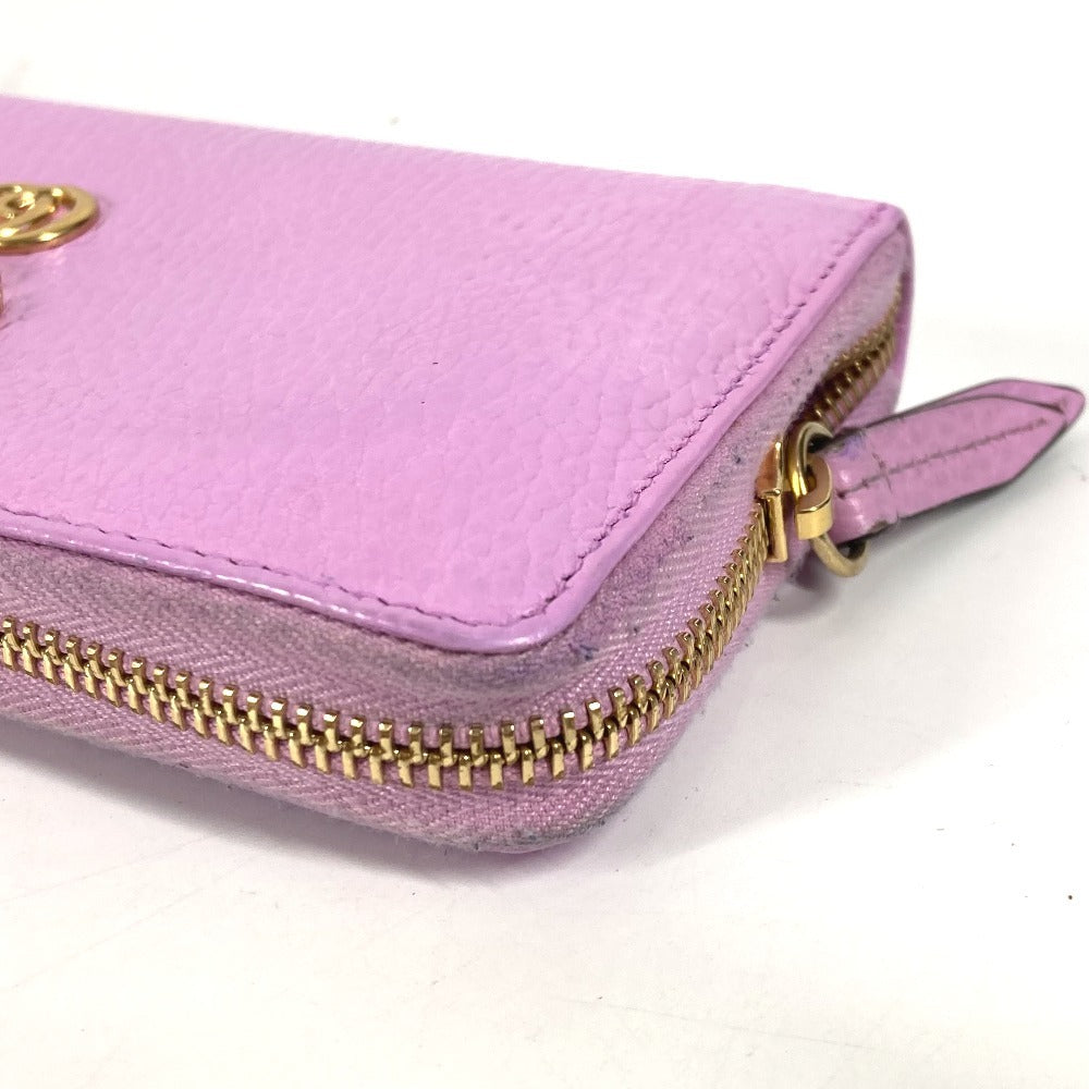 GUCCI 499337 GGマーモント ボスコ ロングウォレット ラウンドファスナー 長財布 レザー レディース ピンク - brandshop-reference
