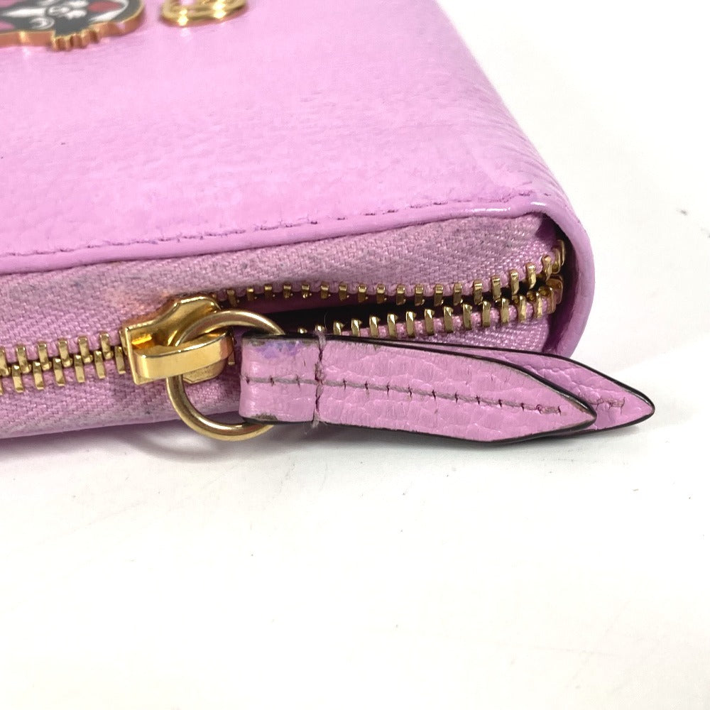 GUCCI 499337 GGマーモント ボスコ ロングウォレット ラウンドファスナー 長財布 レザー レディース ピンク - brandshop-reference
