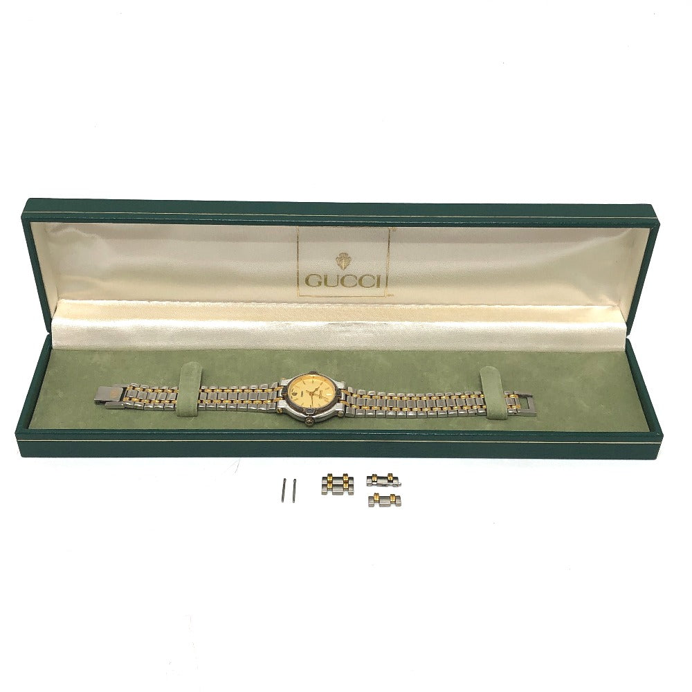 GUCCI 9000L Round Quartz Watch SS Ladies Silver