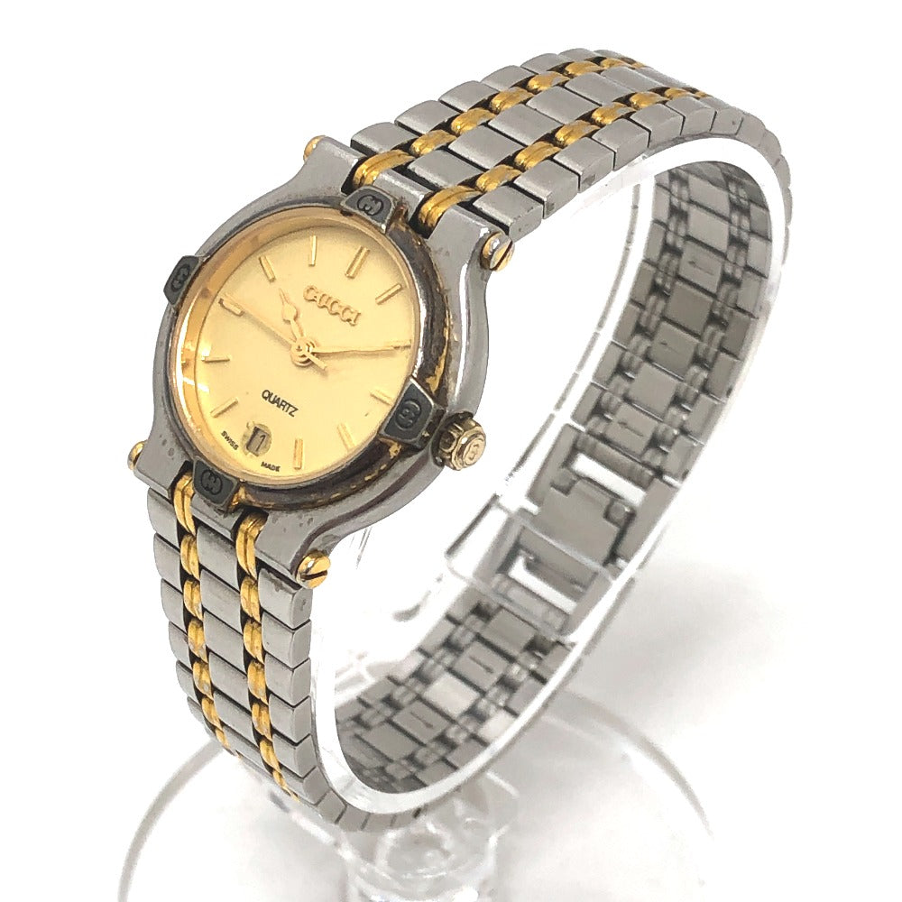 GUCCI 9000L Round Quartz Watch SS Ladies Silver