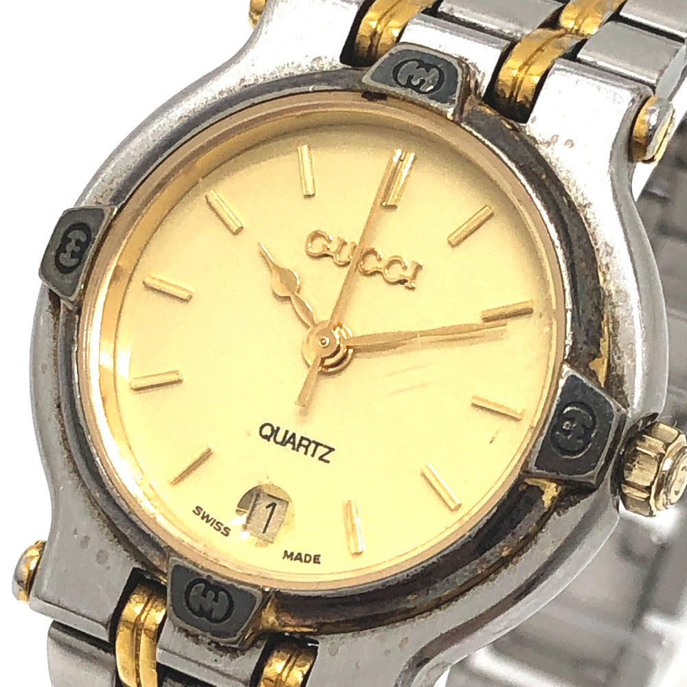 GUCCI 9000L Round Quartz Watch SS Ladies Silver