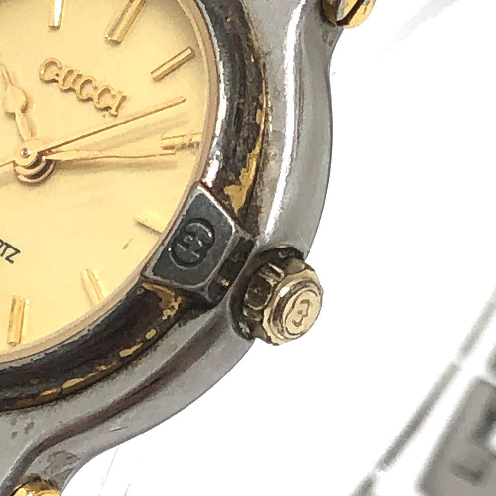 GUCCI 9000L Round Quartz Watch SS Ladies Silver