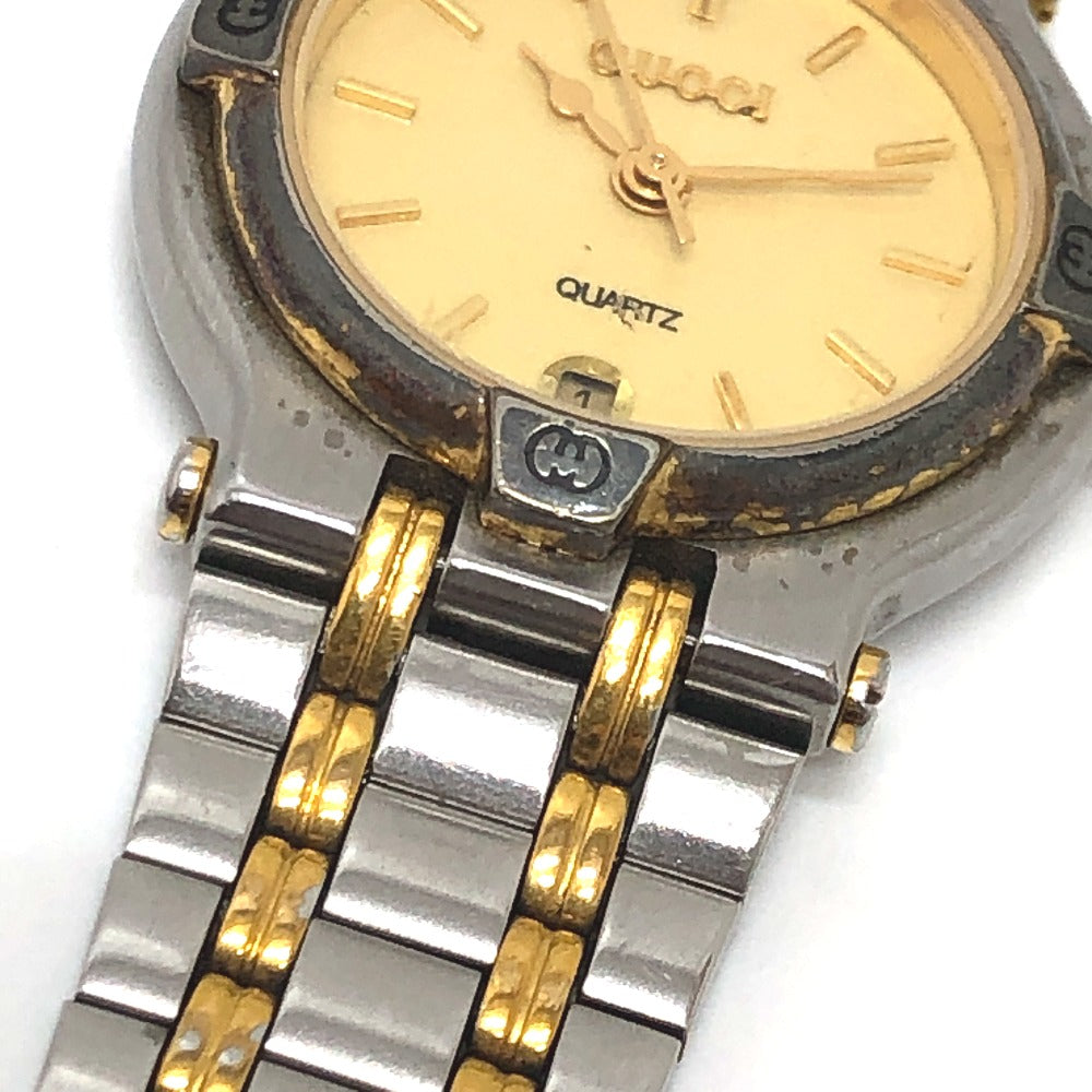 GUCCI 9000L Round Quartz Watch SS Ladies Silver